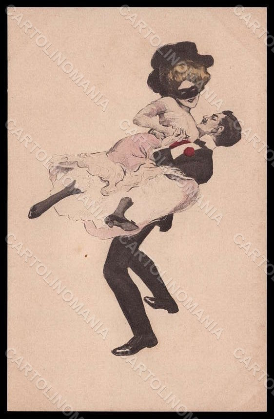 Artist Signed Reznicek Lady Dance Art Nouveau Simplicissimus I-4 pc VK7615 – fronte