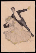 Artist Signed Reznicek Lady Dance Art Nouveau Simplicissimus V-2 pc VK7616 – fronte
