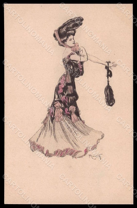 Artist Signed Reznicek Lady Art Nouveau Simplicissimus I-2 pc VK7618 – fronte