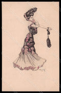 Artist Signed Reznicek Lady Art Nouveau Simplicissimus I-2 pc VK7618 – fronte