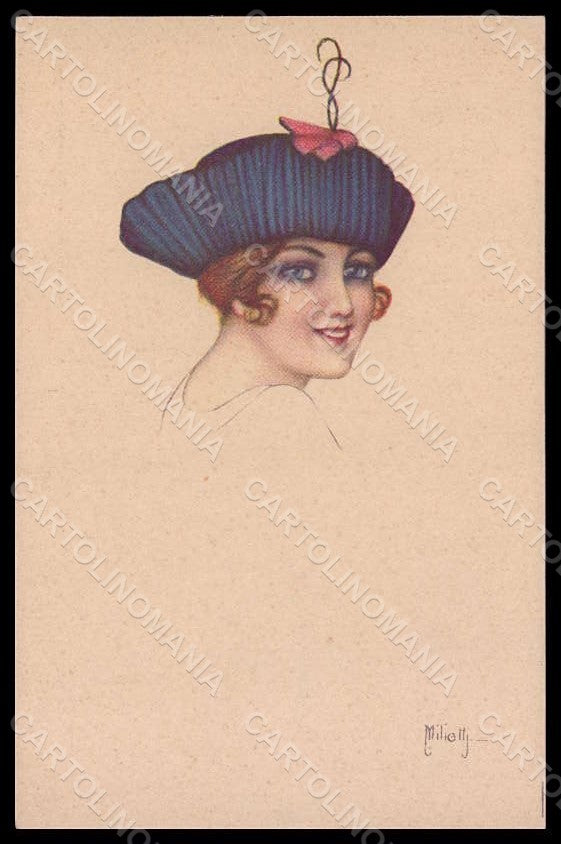 Artist Signed Miliotti Fashion Glamour Lady Art Deco serie 983-5 pc VK7620 – fronte