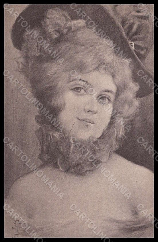 Artist Signed Toussaint Fashion Glamour Lady Art Nouveau postcard VK7624 – fronte