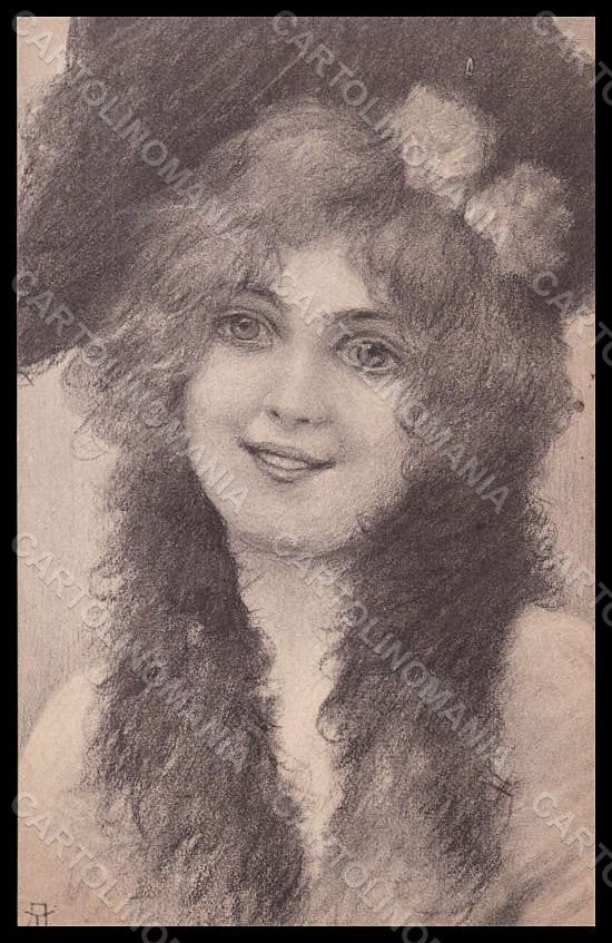 Artist Signed Toussaint Fashion Glamour Lady Art Nouveau postcard VK7625 – fronte