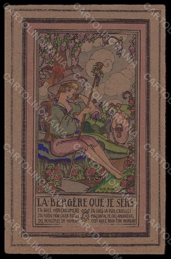 Artist Signed Millon Romantic Couple Art Deco Hand Painted postcard VK7627 – fronte