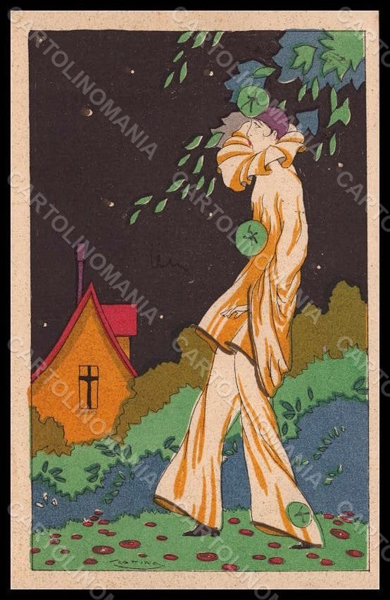 Artist Signed Scattina Pierrot Art Deco postcard VK7631 – fronte