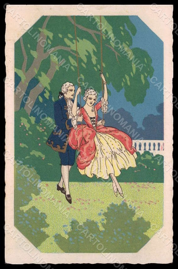 Artist Signed Meschini Lady Romantic Couple Art Deco serie 2268 pc VK7636 – fronte