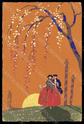 Artist Signed Meschini Venetian Lady Romantic Art Deco Hand Painted pc VK7642 – fronte