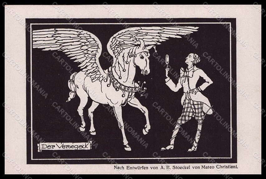 Artist Signed Christiani Mateo Pegasus Man Der Versteck postcard VK7653 – fronte