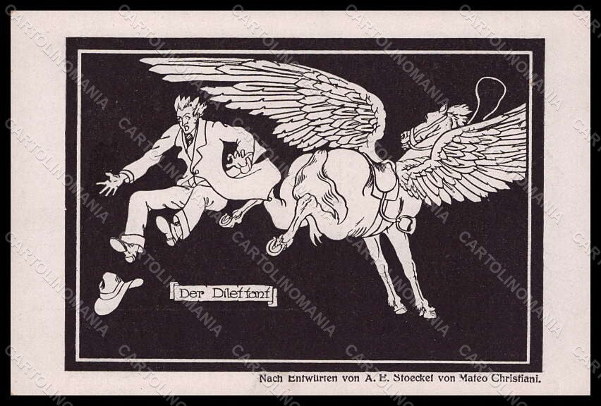 Artist Signed Christiani Mateo Pegasus Man Der Dilettant postcard VK7655 – fronte