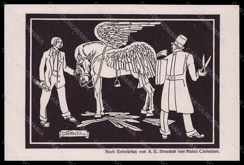 Artist Signed Christiani Mateo Pegasus Man Die Kritik postcard VK7664 – fronte