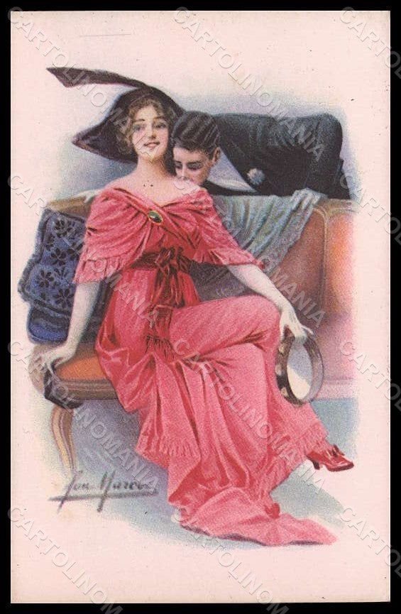 Artist Signed San Marco Lady Romantic Couple serie 2056 postcard VK7670 – fronte