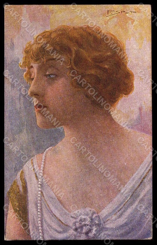 Artist Signed Spotti Fashion Lady Actress Lyda Borelli serie 110-5 pc VK7673 – fronte