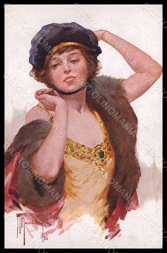 Artist Signed Marchisio Fashion Glamour Lady serie 3348-4 postcard VK7674 – fronte