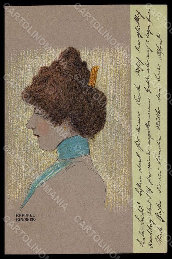 Artist Signed Kirchner R. Fashion Glamour Lady D.31/1-4 Art Nouveau pc VK7727 – fronte