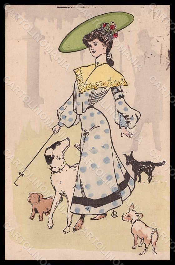 Artist Signed LG Georges Lemmen ? Fashion Glamour Lady Dog postcard VK7738 – fronte
