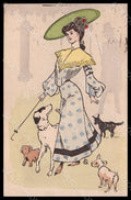 Artist Signed LG Georges Lemmen ? Fashion Glamour Lady Dog postcard VK7738 – fronte