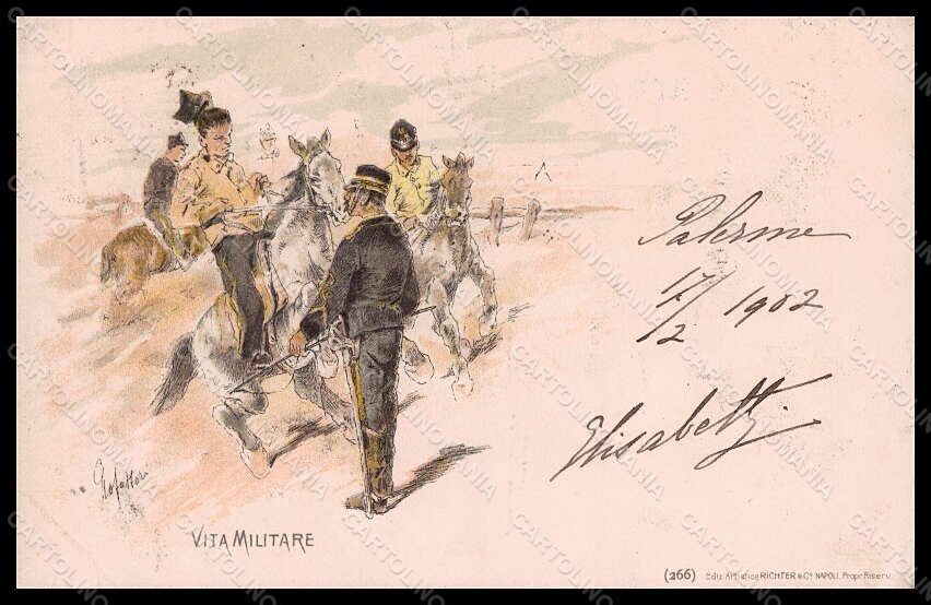 Artist Signed Fattori G. Soldier Horse Vita Militare serie 266 pc VK7742 – fronte