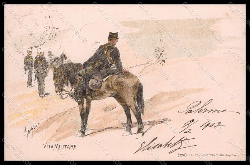 Artist Signed Fattori G. Soldier Horse Vita Militare serie 270 pc VK7743 – fronte
