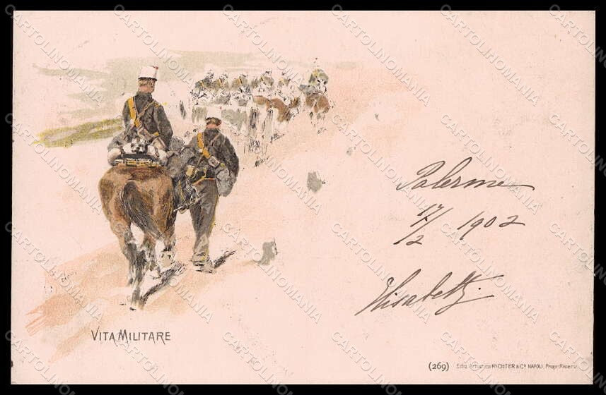 Artist Signed Fattori G. Soldier Horse Vita Militare serie 269 pc VK7744 – fronte