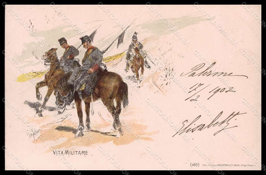 Artist Signed Fattori G. Soldier Horse Vita Militare serie 267 pc VK7745 – fronte