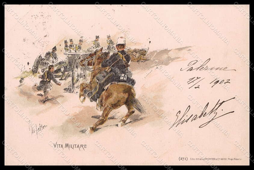 Artist Signed Fattori G. Soldier Horse Vita Militare serie 271 pc VK7746 – fronte