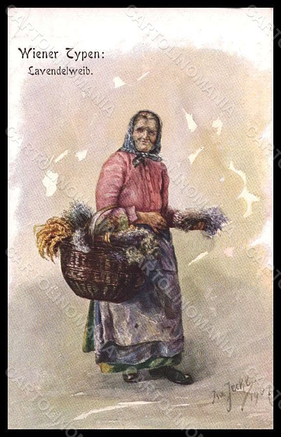 Artist Signed Jechl Isa Florist Lavendelweib BKWI 952-5 CORNER CREASED pc VK7750 – fronte