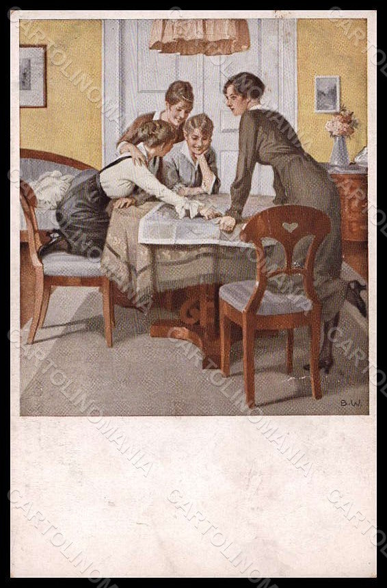 Artist Signed Wennerberg B Lady Children Strategie WW1 serie 6 CREASED pc VK7753 – fronte