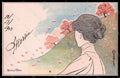Artist Signed Meunier H. Lady Art Nouveau Season Pritemps Spring pc VK7758 – fronte