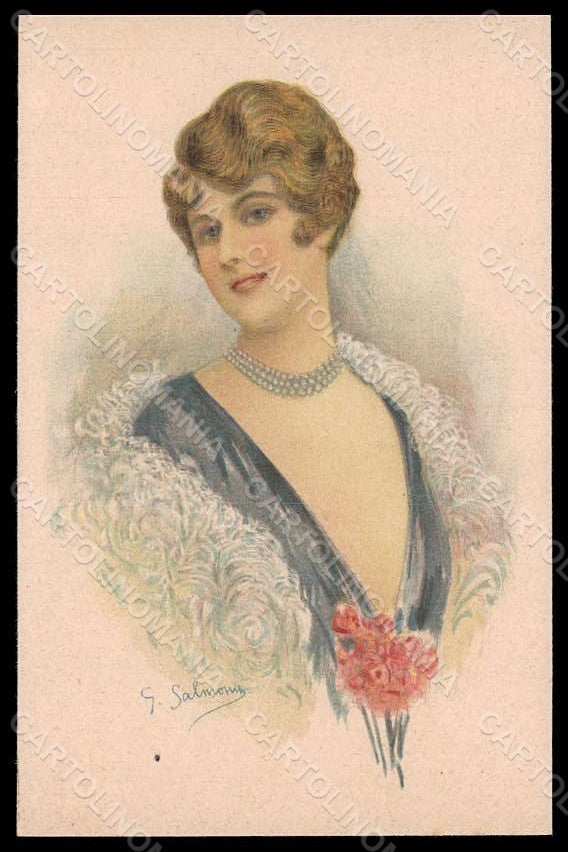 Artist Signed Salmoni G. Fashion Glamour Lady Flowers serie 902-4 pc VK7761 – fronte