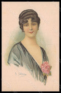 Artist Signed Salmoni G. Fashion Glamour Lady Flowers serie 902-3 pc VK7762 – fronte