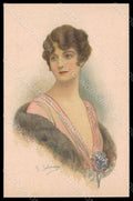 Artist Signed Salmoni G. Fashion Glamour Lady Flowers serie 902-2 pc VK7763 – fronte