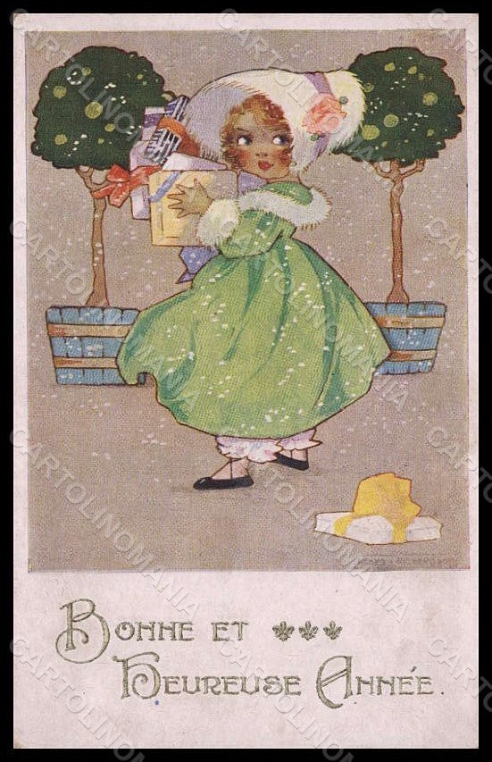 Artist Signed Richardson A. Girl Christmas serie 2215 pc VK7765 – fronte