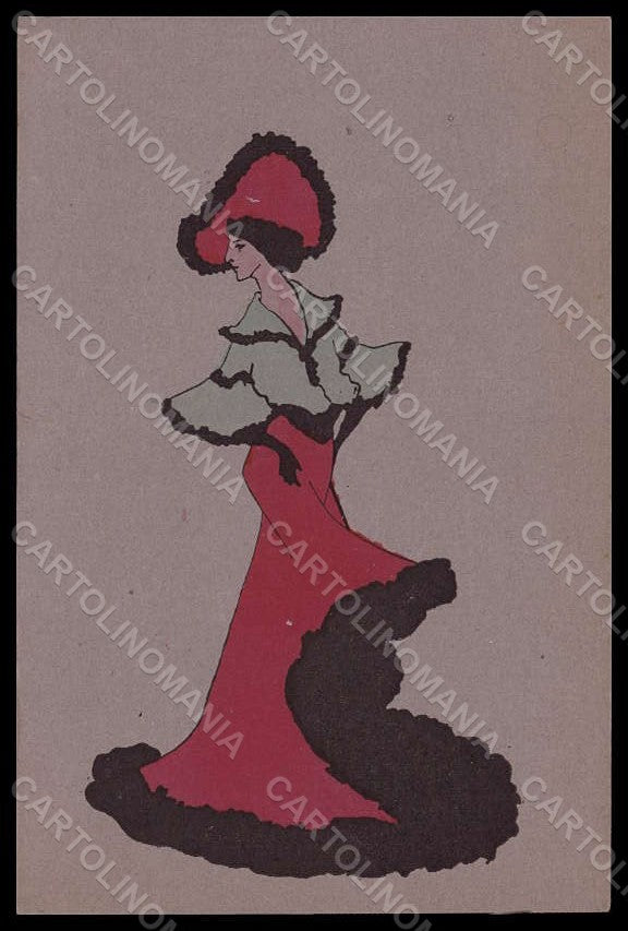 Artist Signed Fashion Lady Hand Painted serie Frou Frou REPAIRED pc VK7769 – fronte