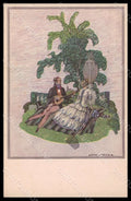 Artist Signed Steiner B. Lady Romantic Couple Garden MM Vienne 1344 pc VK7796 – fronte