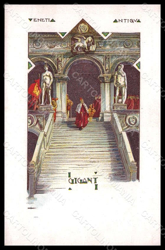 Artist Signed Martini Venetia Antiqua Venezia Art Nouveau I Giganti pc VK7798 – fronte