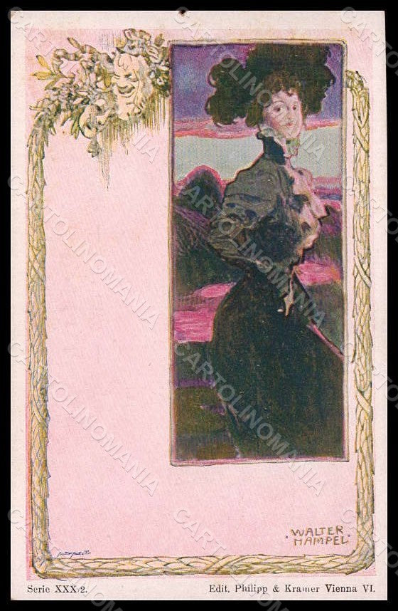 Artist Hampel W. Lady Art Nouveau Philipp & Kramer serie XXX-2 TEAR pc VK7832 – fronte