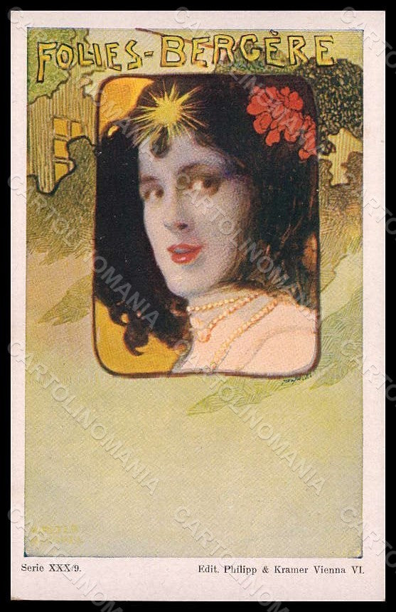 Artist Signed Hampel Lady Nouveau Folies Bergere Philipp Kramer XXX-9 pc VK7834 – fronte