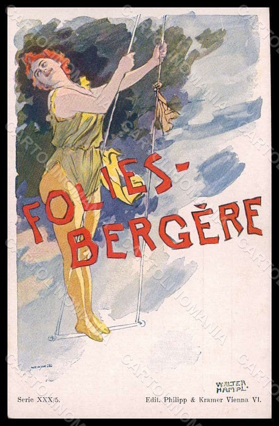 Artist Signed Hampel Lady Nouveau Folies Bergere Philipp Kramer XXX-5 pc VK7836 – fronte