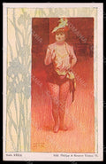 Artist Signed Hampel W. Lady Art Nouveau Philipp & Kramer serie XXX-3 pc VK7840 – fronte