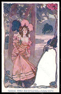Artist Signed Hampel Lady Art Nouveau Carneval Philipp & Kramer XVII-5 pc VK7841 – fronte