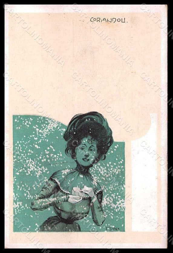 Artist Signed Sank C. Lady Art Nouveau Coriandoli Philipp LXI-1 pc VK7843 – fronte