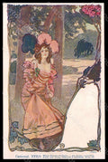 Artist Signed Hampel Lady Art Nouveau Carneval Philipp & Kramer XVII-5 pc VK7854 – fronte