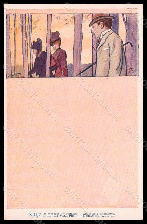 Artist Signed Konopa Lady Art Nouveau Philipp & Kramer XIII-7 pc VK7864 – fronte