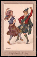 Artist Signed Hardy F. Girl Boy Dance Higland Fling 914F UNGLUED pc VK7872 – fronte