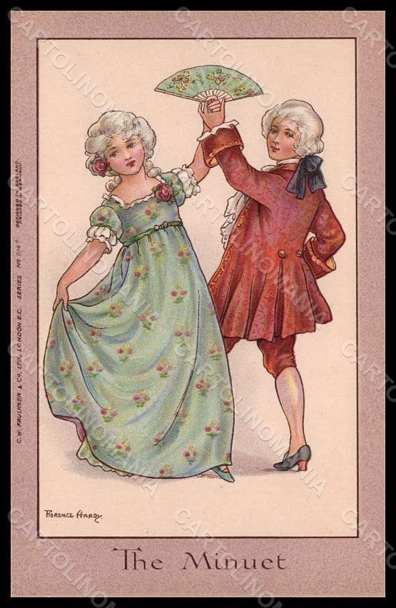 Artist Signed Hardy F. Children Girl Boy Dance The Minuet serie 914A pc VK7873 – fronte