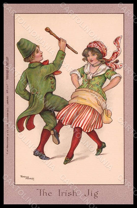 Artist Signed Hardy FChildren Girl Boy Dance The Irish Jig 914D postcard VK7883 – fronte