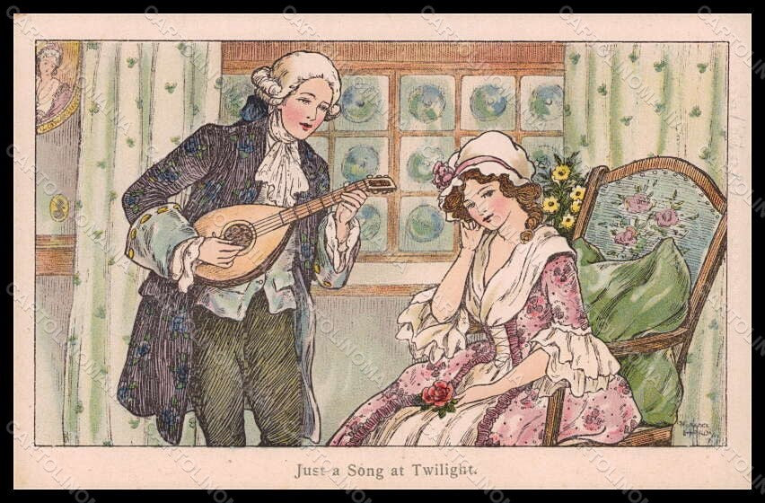 Artist Signed Hardy F. Lady Romantic Couple serie 1081C pc VK7885 – fronte