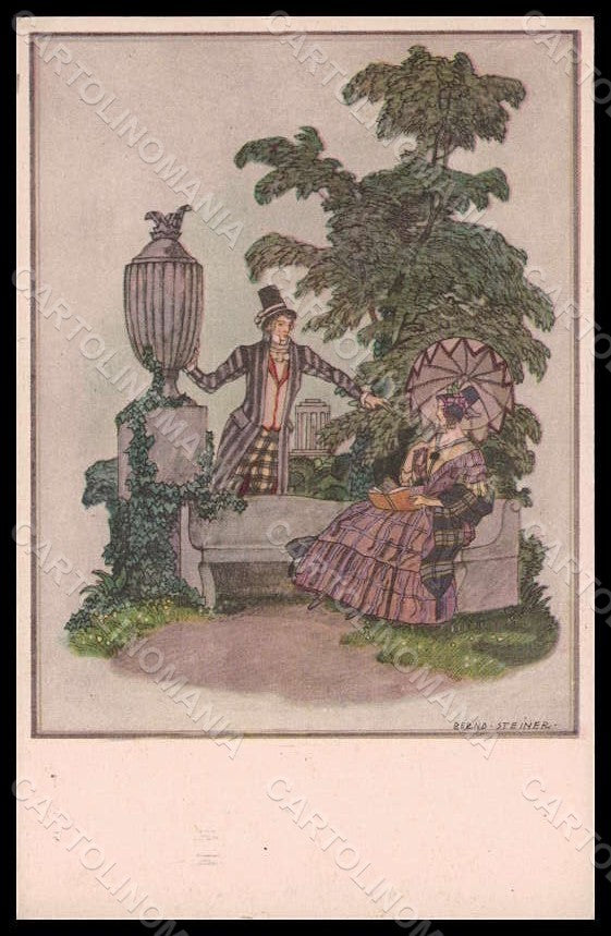 Artist Signed Steiner B. Lady Romantic Couple MM Vienne serie 1344 pc VK7896 – fronte