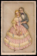 Artist Signed Dalmonte Fashion Glamour Lady Cromantic Couple serie 504 pc VK7898 – fronte