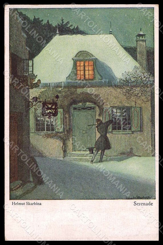 Artist Signed Skarbina H. Man Serenade serie 5079 postcard VK7901 – fronte